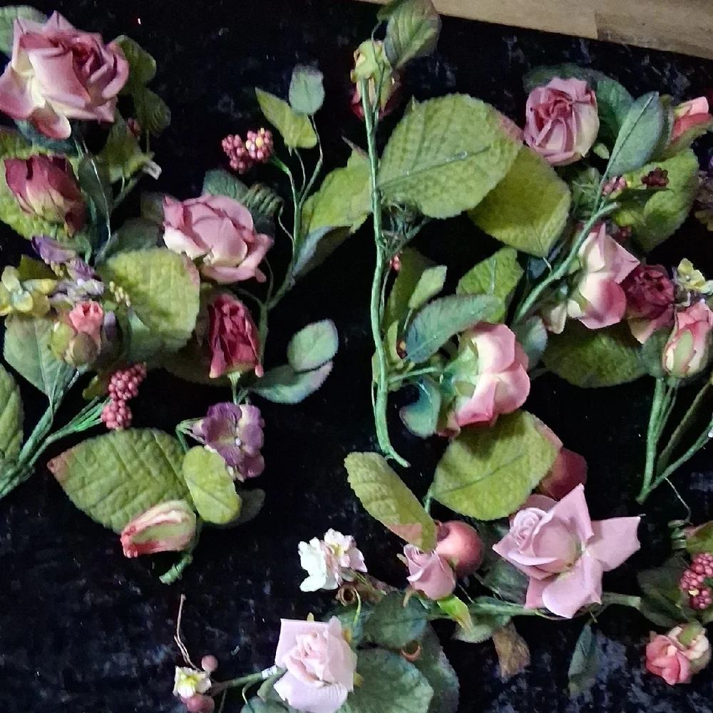 Lot of 12 Pink Rose Floral Garland Strands Faux Flower Wedding Decor 13.5